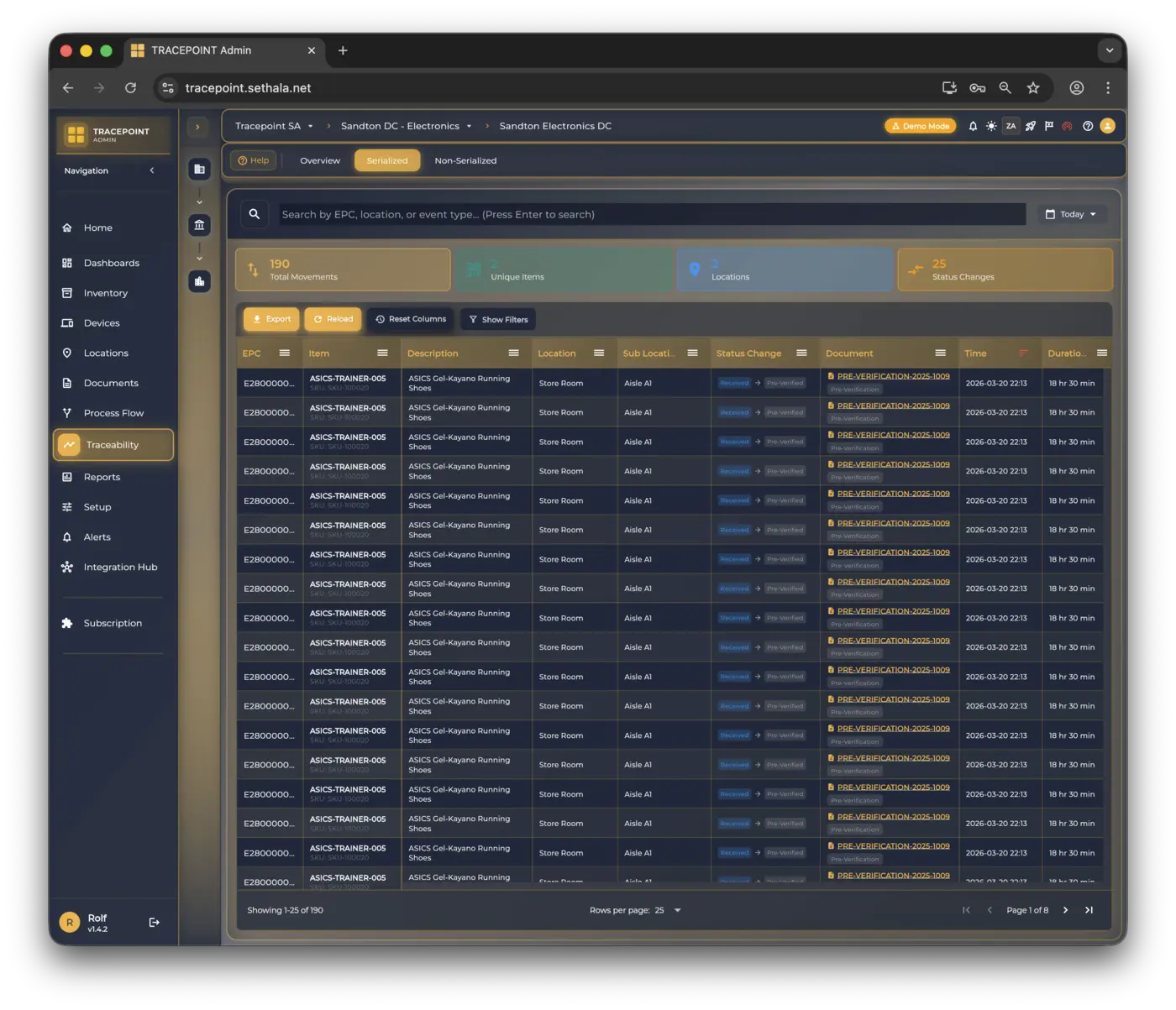 Serialized Traceability